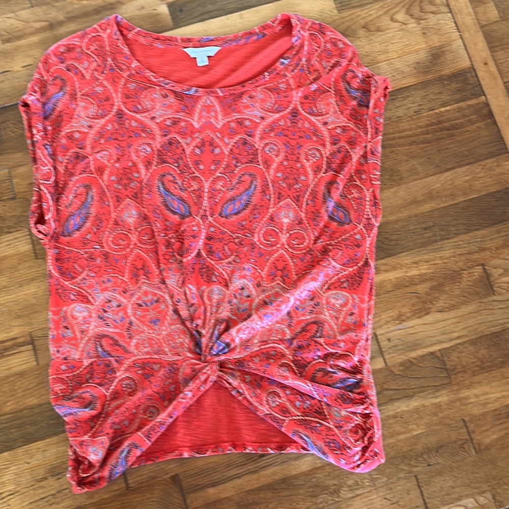 Lucky Brand Red Paisley Twist T